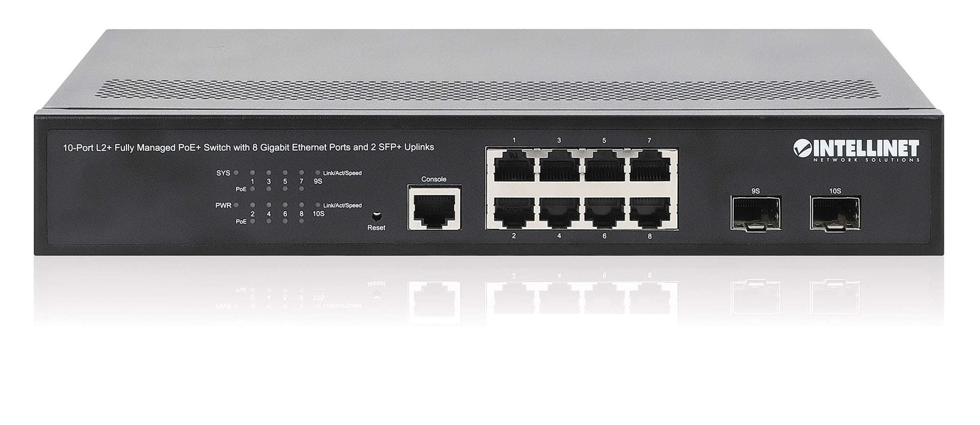 10-Port L2+ Fully Managed PoE+ Switch with 8 Gigabit Ethernet Ports and 2 SFP+ Uplinks Image 6