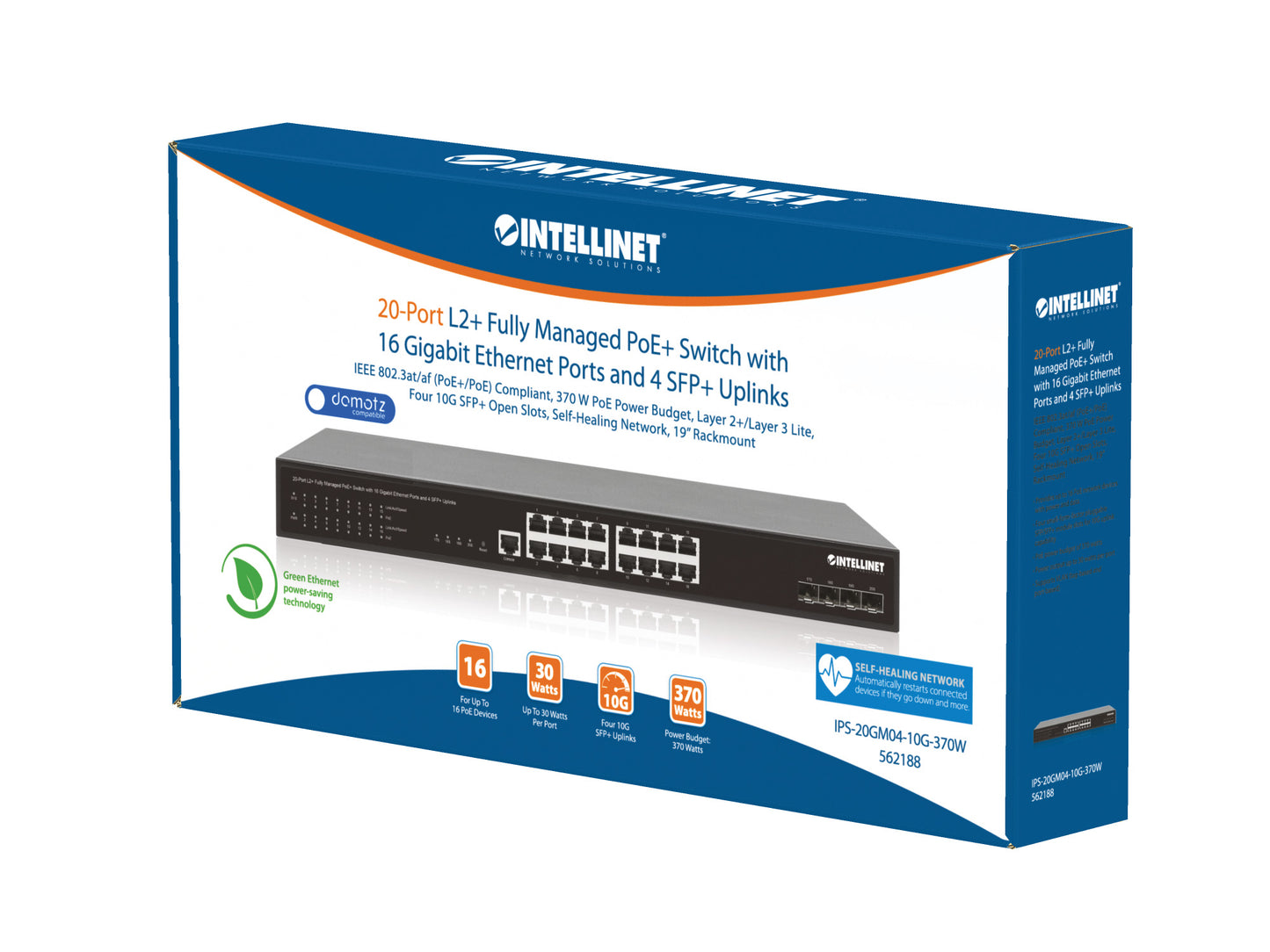 20-Port L2+ Fully Managed PoE+ Switch with 16 Gigabit Ethernet Ports and 4 SFP+ Uplinks Packaging Image 2