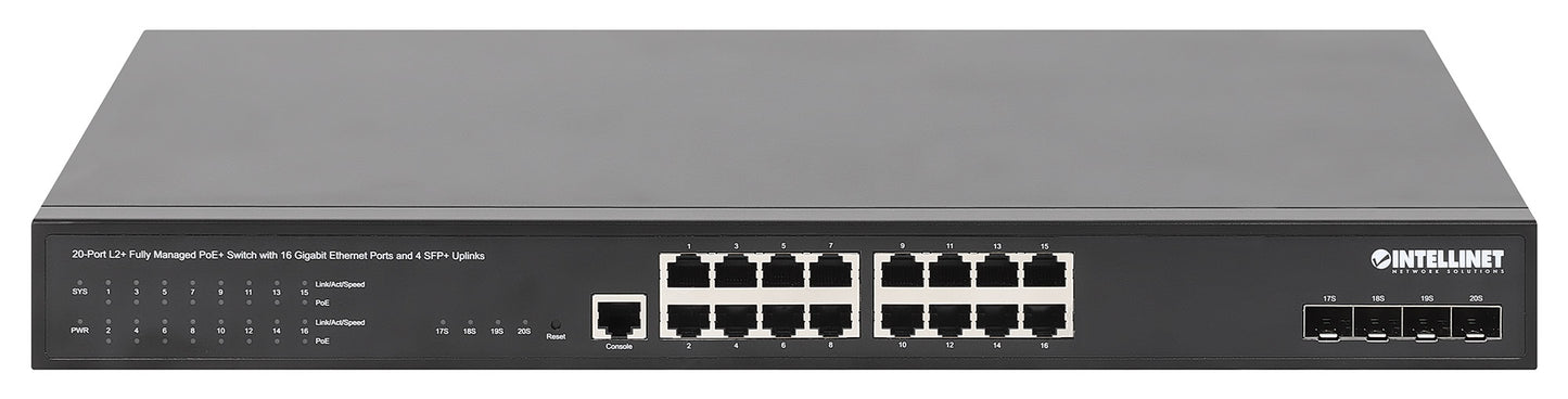 20-Port L2+ Fully Managed PoE+ Switch with 16 Gigabit Ethernet Ports and 4 SFP+ Uplinks Image 4