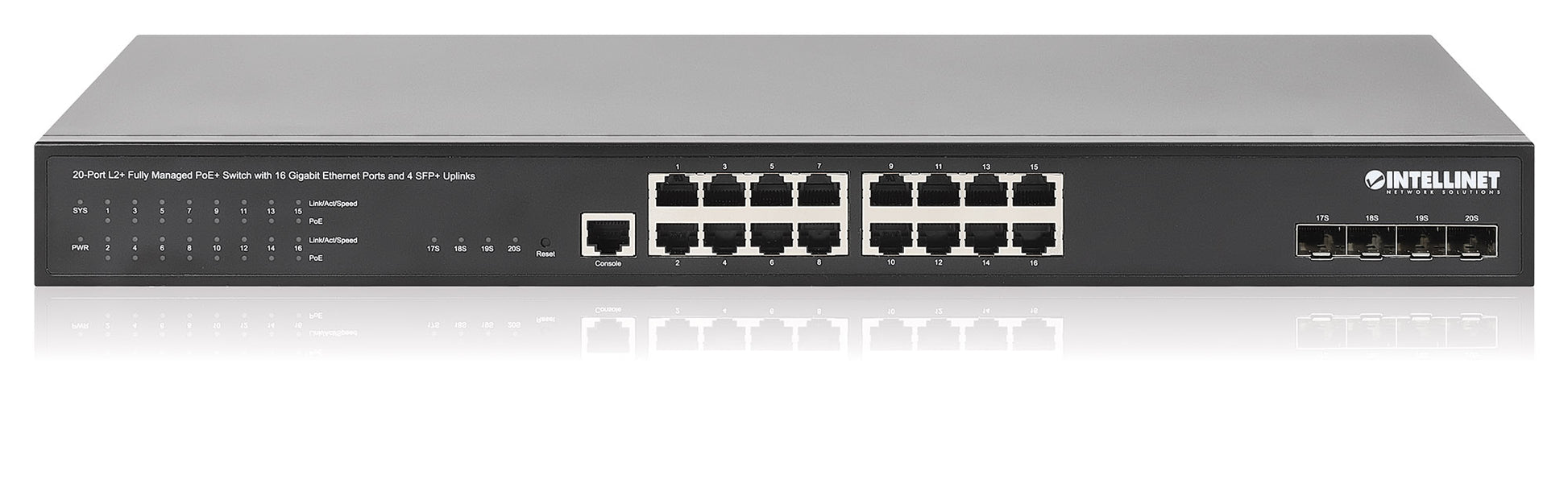 20-Port L2+ Fully Managed PoE+ Switch with 16 Gigabit Ethernet Ports and 4 SFP+ Uplinks Image 6