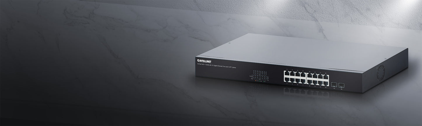 18-Port PoE++ Switch with 16 Gigabit Ethernet Ports and 2 SFP Uplinks Image 7