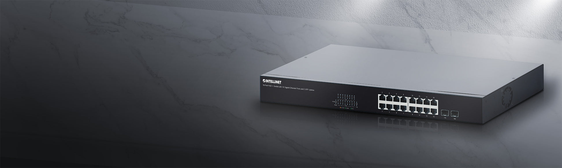 18-Port PoE++ Switch with 16 Gigabit Ethernet Ports and 2 SFP Uplinks Image 7