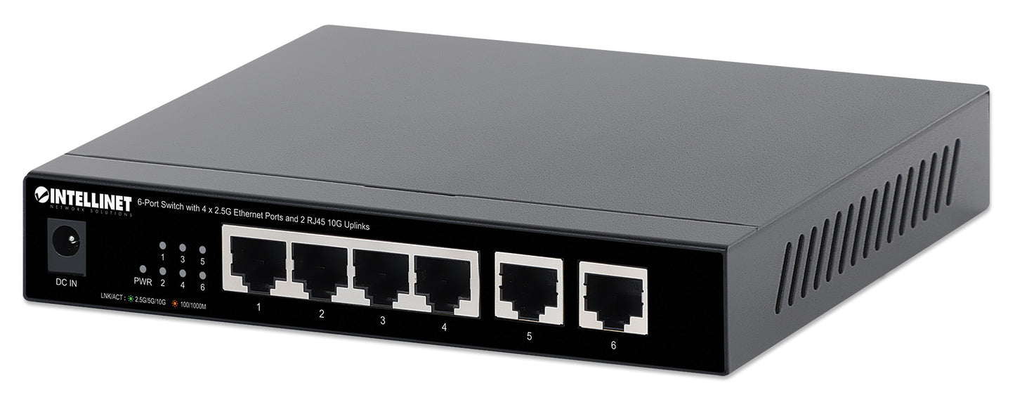 6-Port Switch with 4 x 2.5G Ethernet Ports and 2 RJ45 10G Uplinks Image 1