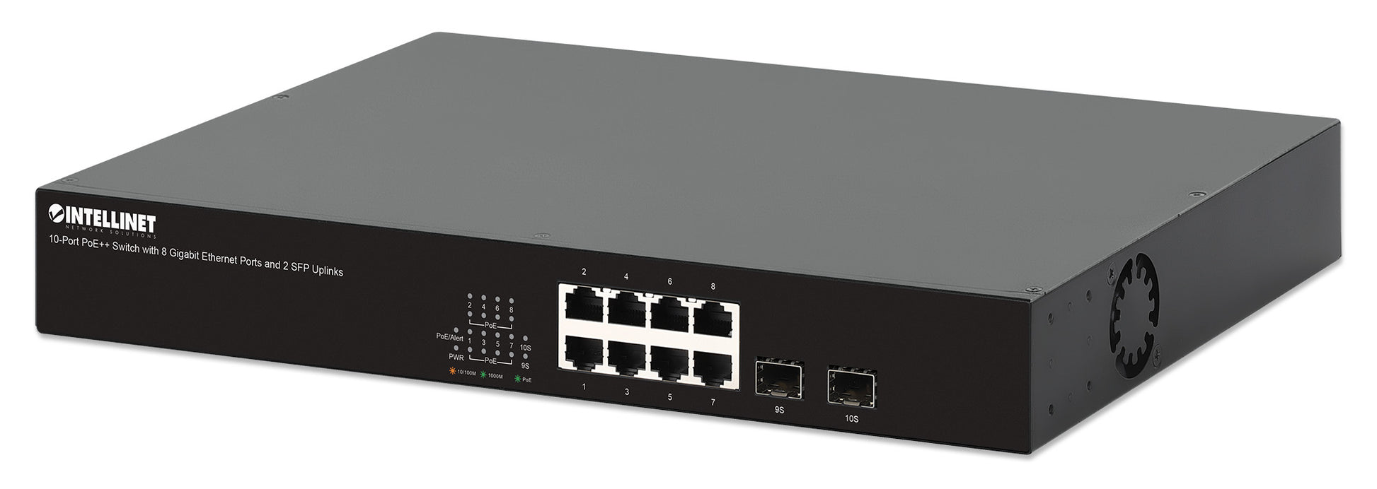 10-Port PoE++ Switch with 8 Gigabit Ethernet Ports and 2 SFP Uplinks Image 1