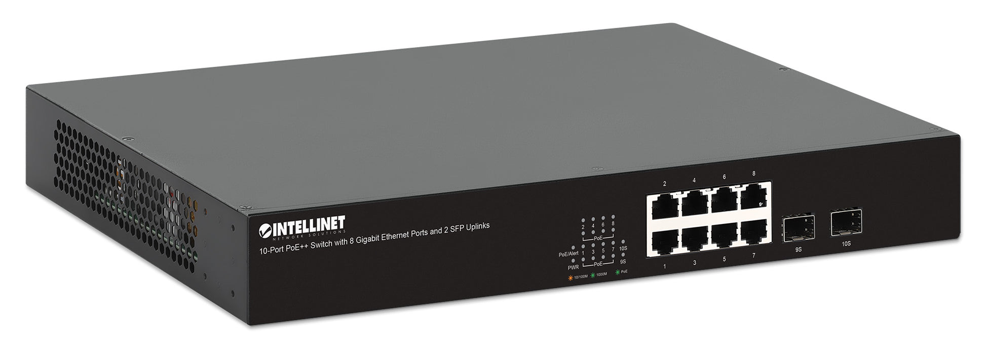 10-Port PoE++ Switch with 8 Gigabit Ethernet Ports and 2 SFP Uplinks Image 2