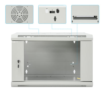 19" Wallmount Cabinet, 6U, 450 mm (17.7 in.) Depth, Gray Image 10