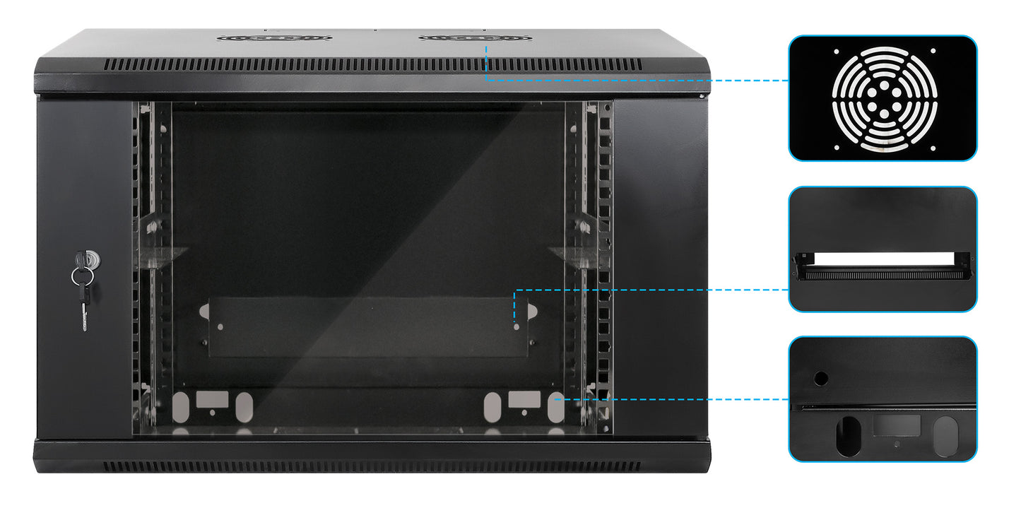 6U 19" Wall Mount Network Cabinet, Standard Line, 450 mm (17.7 in.) Depth, Black Image 6