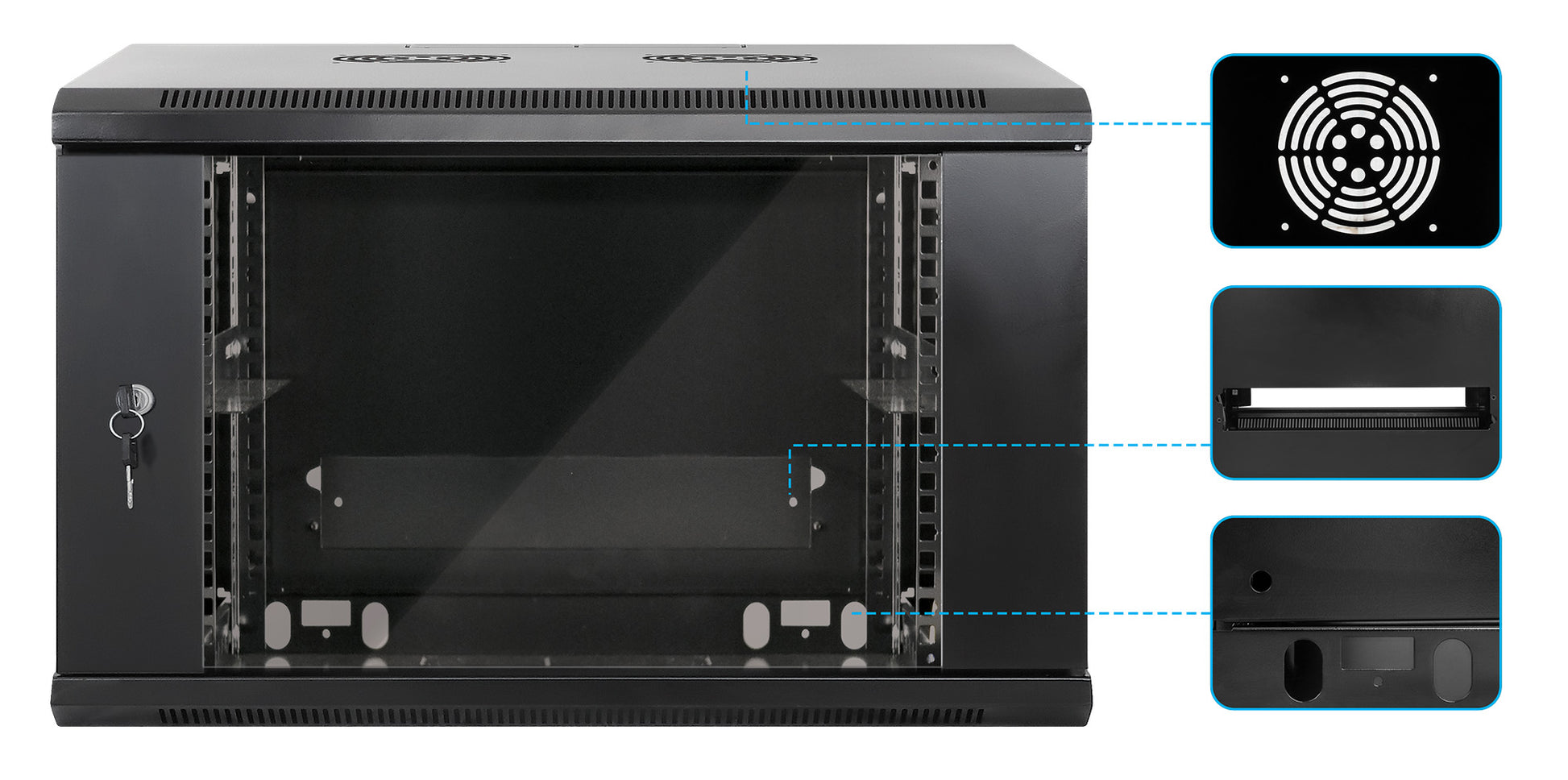 6U 19" Wall Mount Network Cabinet, Standard Line, 450 mm (17.7 in.) Depth, Black Image 6