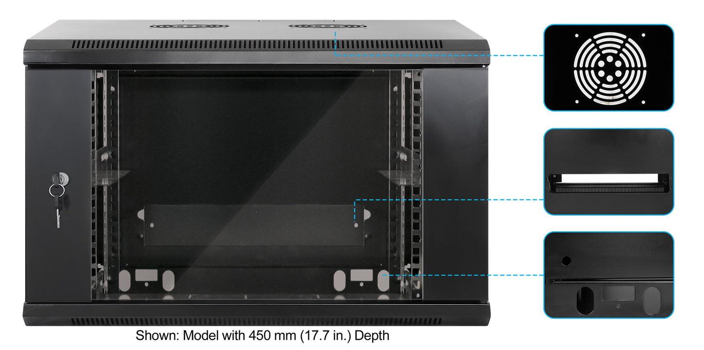 6U 19" Wall Mount Network Cabinet, Standard Line, 600 mm (23.6 in.) Depth, Black Image 6