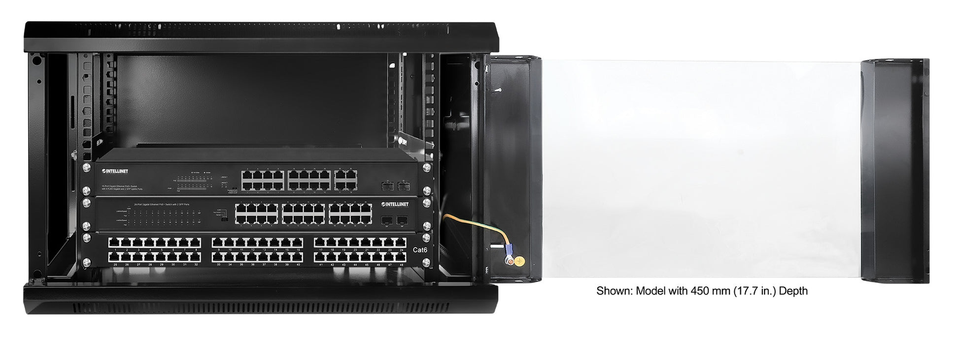 6U 19" Wall Mount Network Cabinet, Standard Line, 600 mm (23.6 in.) Depth, Black Image 7