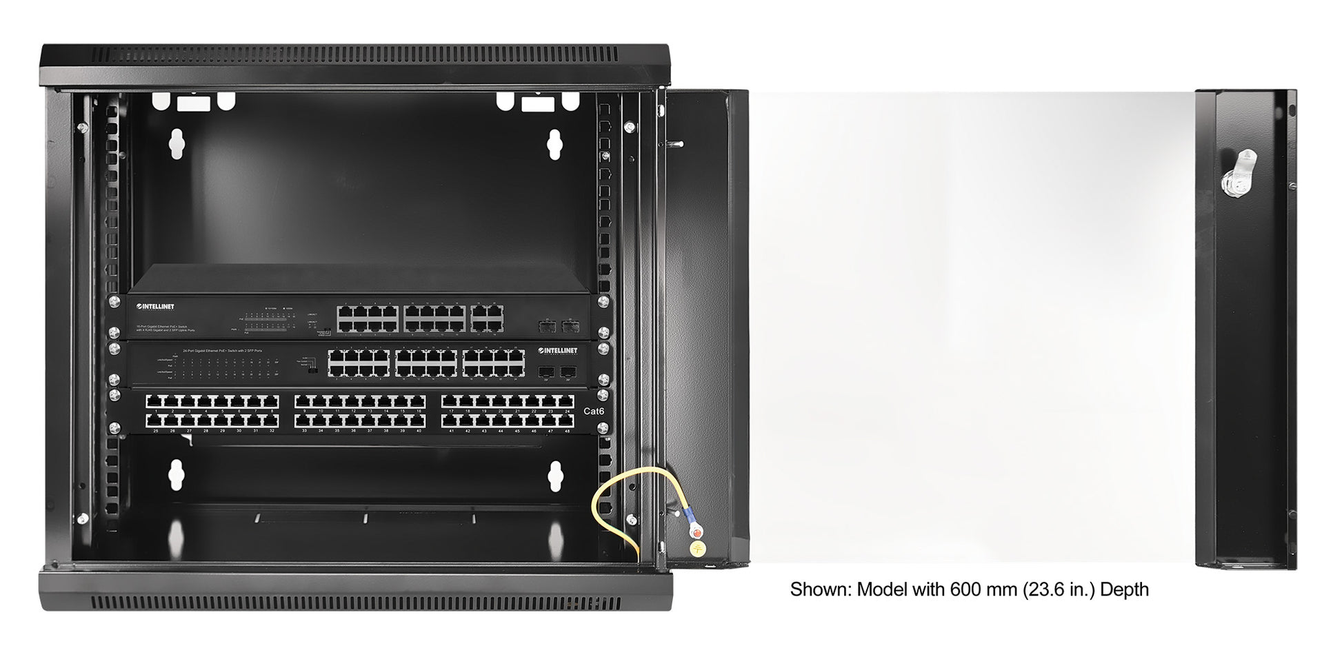 9U 19" Wall Mount Network Cabinet, Standard Line, 450 mm (17.7 in.) Depth, Black Image 5