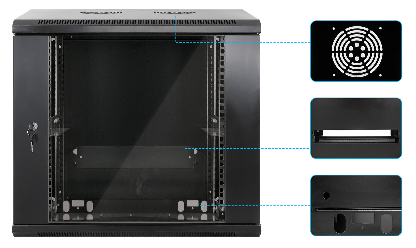 9U 19" Wall Mount Network Cabinet, Standard Line, 450 mm (17.7 in.) Depth, Black Image 6