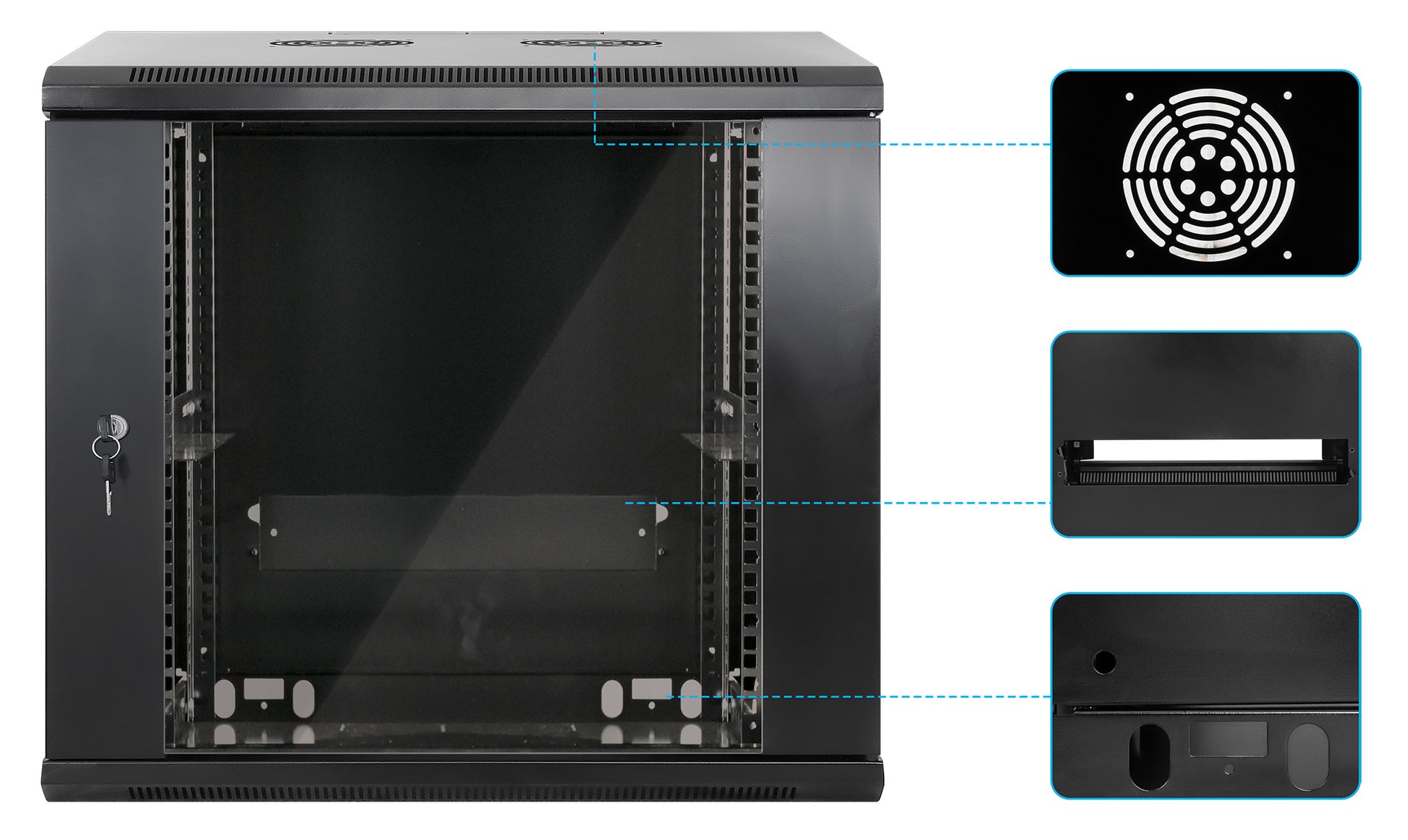 9U 19" Wall Mount Network Cabinet, Standard Line, 450 mm (17.7 in.) Depth, Black Image 6