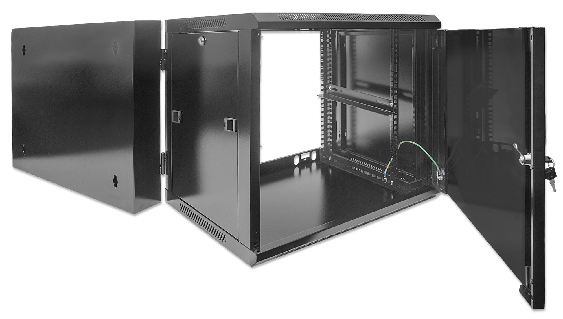 9U 19" Swing Out Wall Mount Network Cabinet, 550 mm (21.7 in.) Depth, Black Image 6