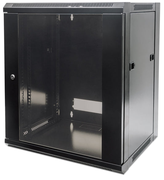 12U 19" Wall Mount Network Cabinet, Standard Line, 450 mm (17.7 in.) Depth, Black Image 1