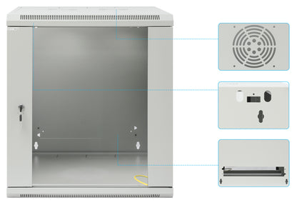 19" Wallmount Cabinet, 12U, 600 mm (23.6 in.) Depth, Gray Image 9