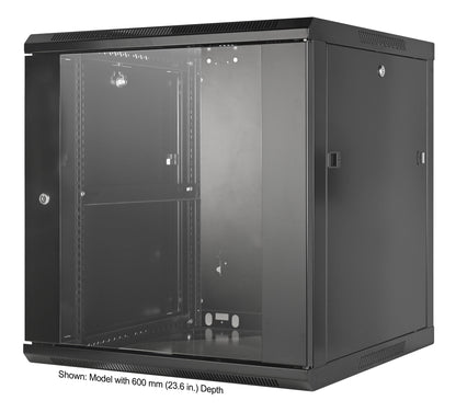 12U 19" Wall Mount Network Cabinet, Standard Line, 450 mm (17.7 in.) Depth, Black Image 1