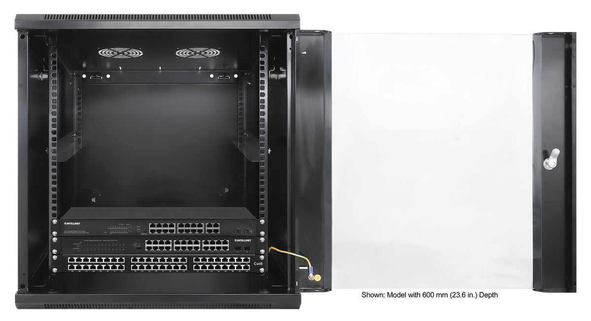 12U 19" Wall Mount Network Cabinet, Standard Line, 450 mm (17.7 in.) Depth, Black Image 7