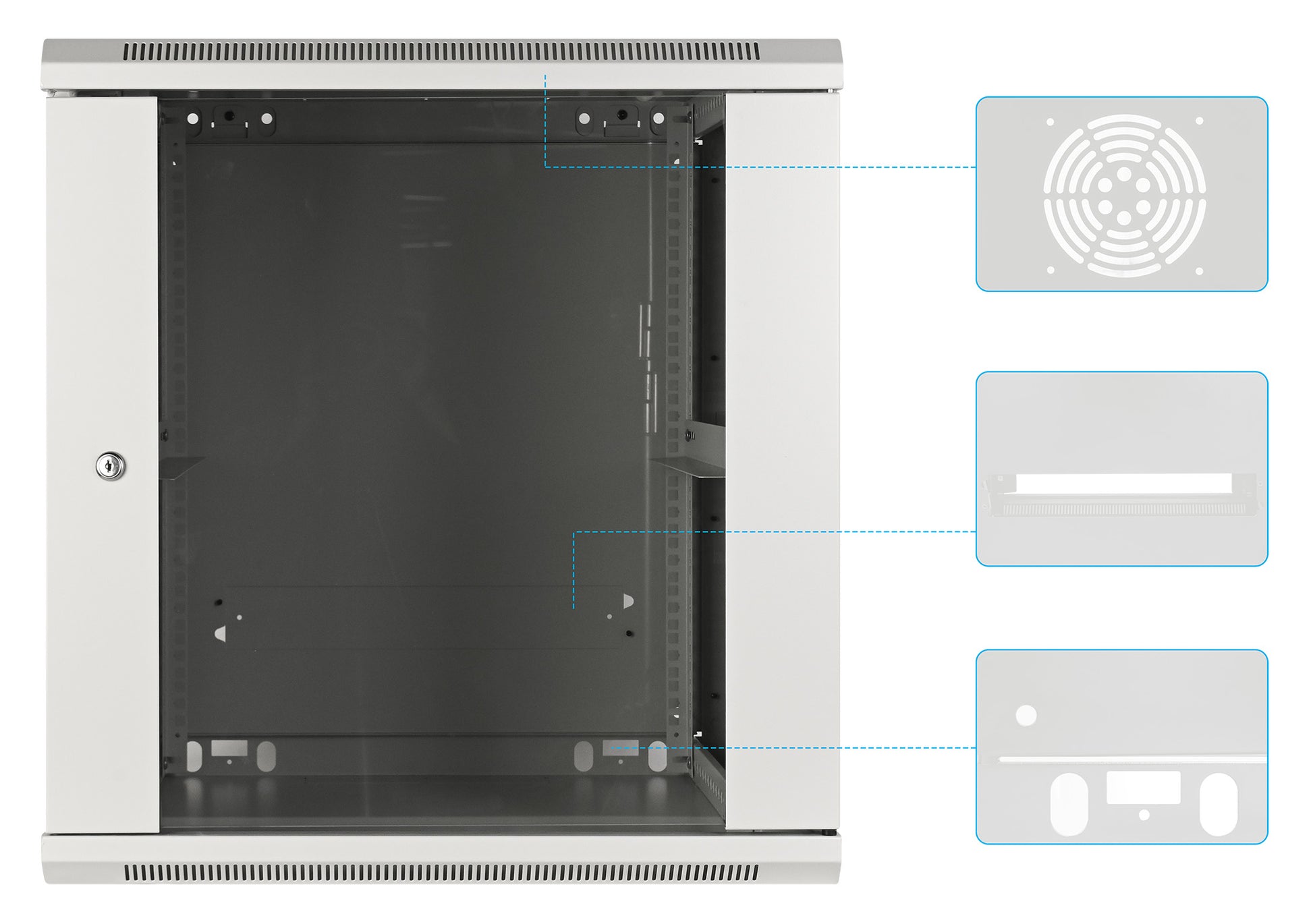 19" Wallmount Cabinet, 12U, 600 mm (23.6 in.) Depth, Gray Image 6