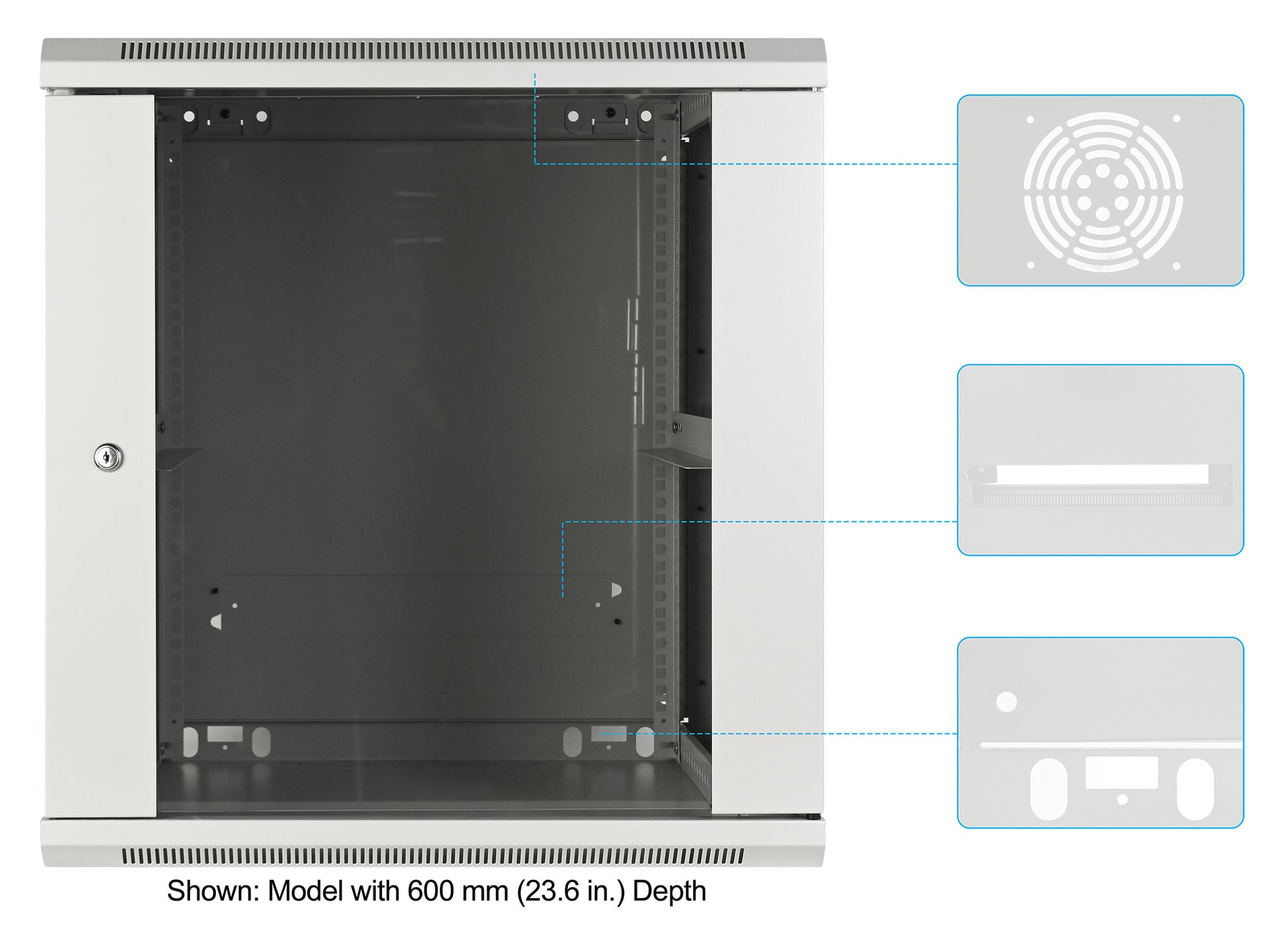 12U 19" Wall Mount Network Cabinet, Standard Line, 450 mm (17.7 in.) Depth, Gray Image 6
