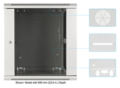 12U 19" Wall Mount Network Cabinet, Standard Line, 450 mm (17.7 in.) Depth, Gray Image 6