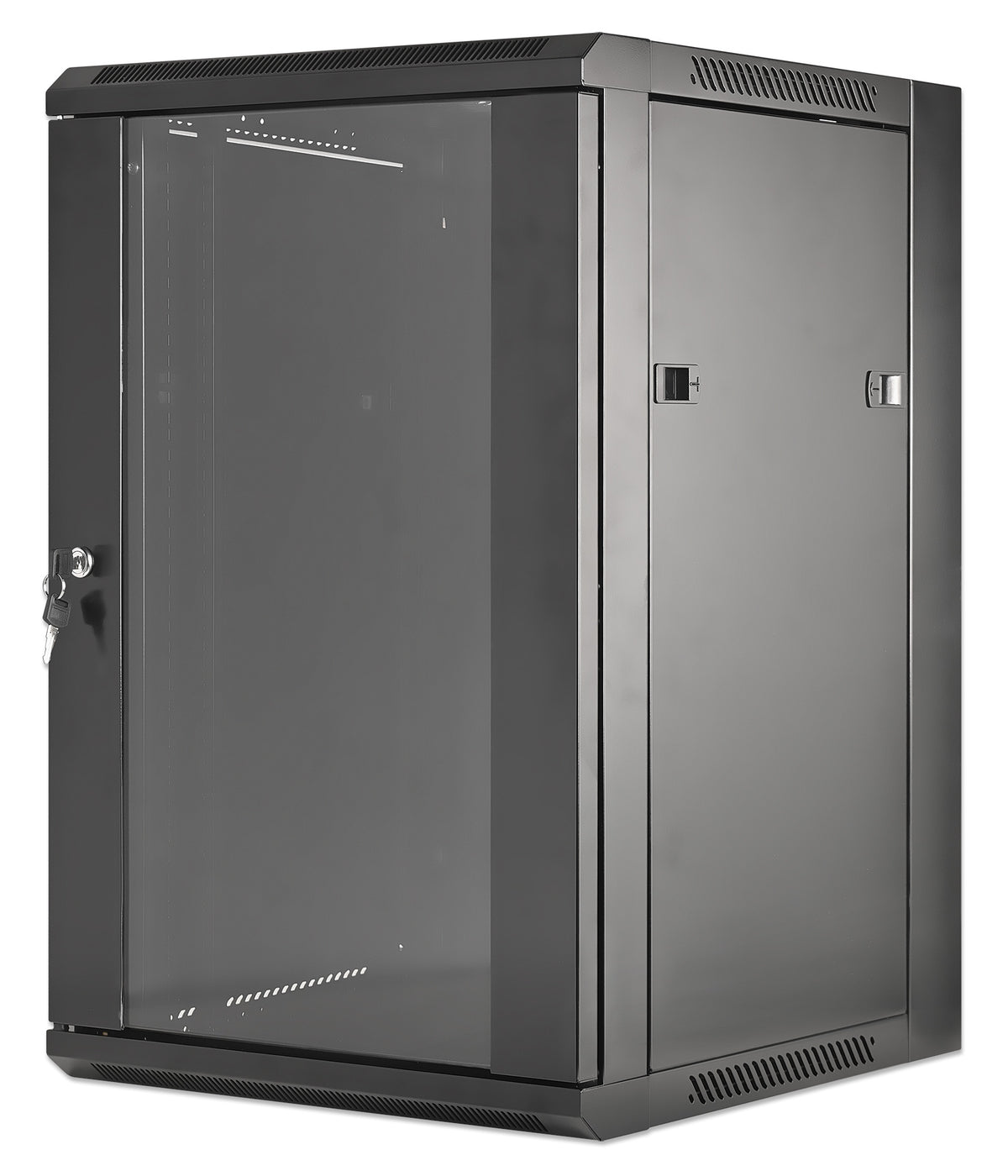 15U 19" Wall Mount Network Cabinet, Standard Line, 450 mm (17.7 in.) Depth, Black Image 1
