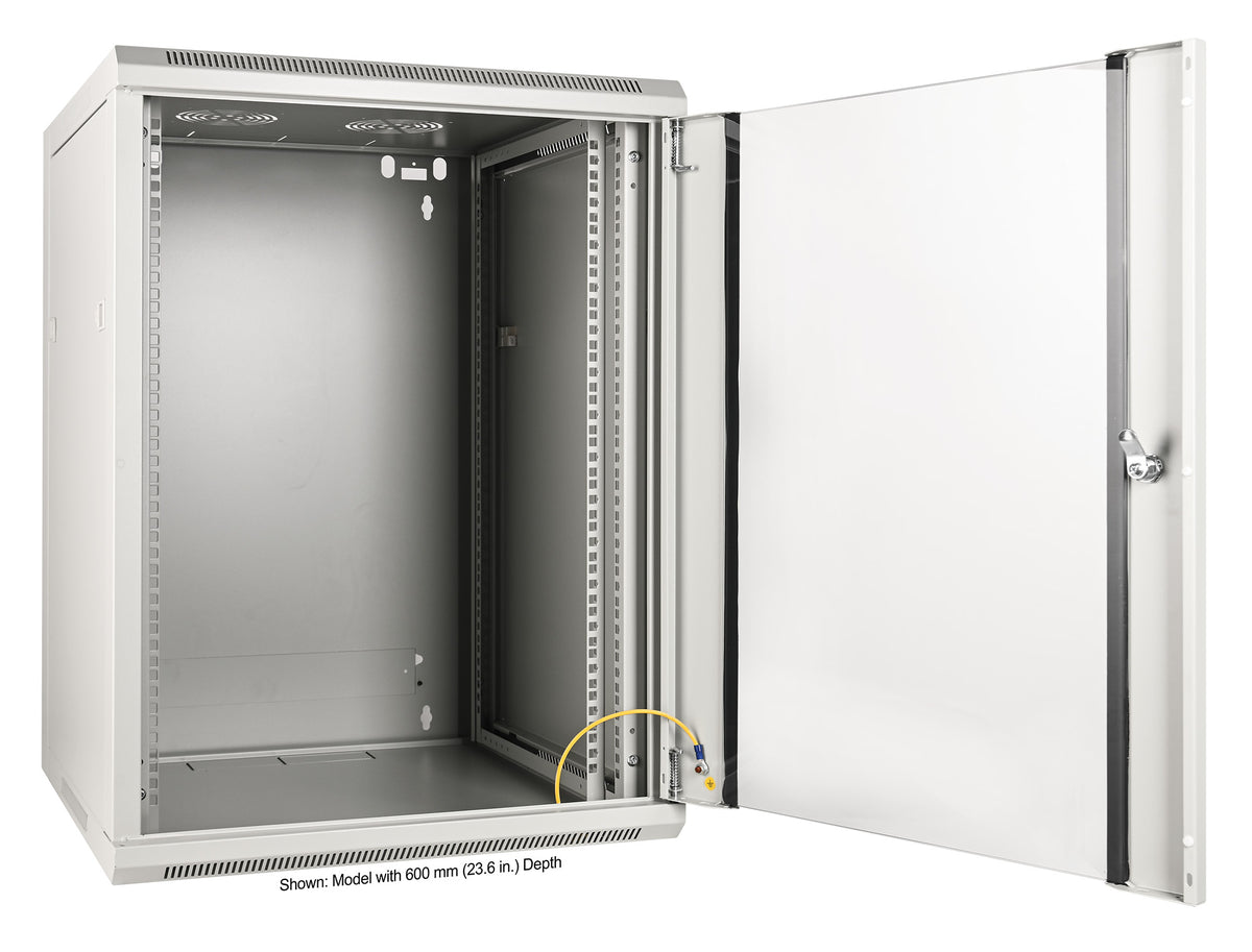 19" Wallmount Cabinet, 15U, 450 mm (17.7 in.) Depth, Gray Image 5