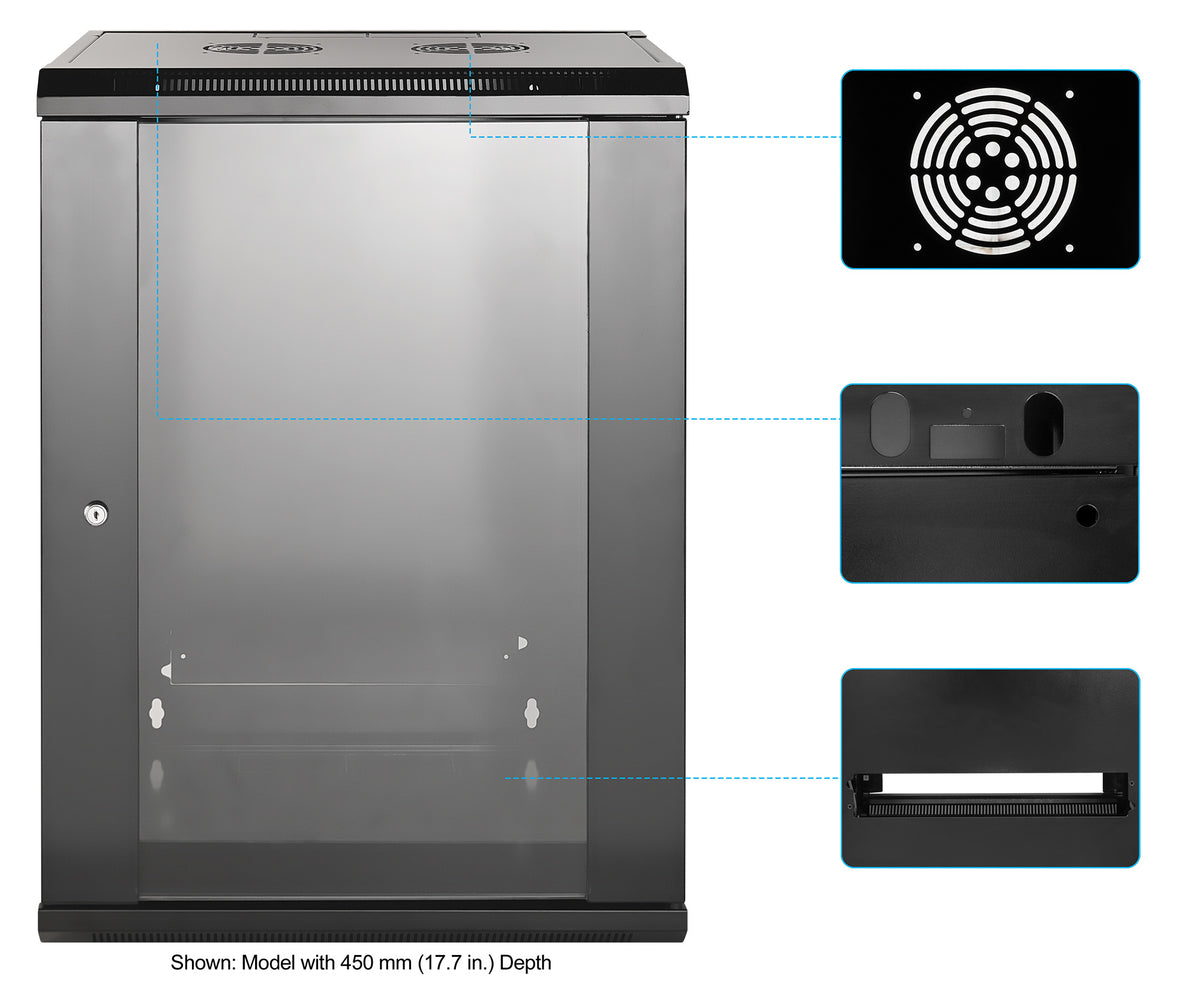 15U 19" Wallmount Cabinet, Standard Line, 600 mm (23.6 in.) Depth, Black Image 7