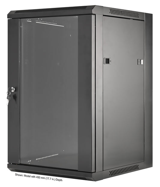 15U 19" Wallmount Cabinet, Standard Line, 600 mm (23.6 in.) Depth, Black Image 1