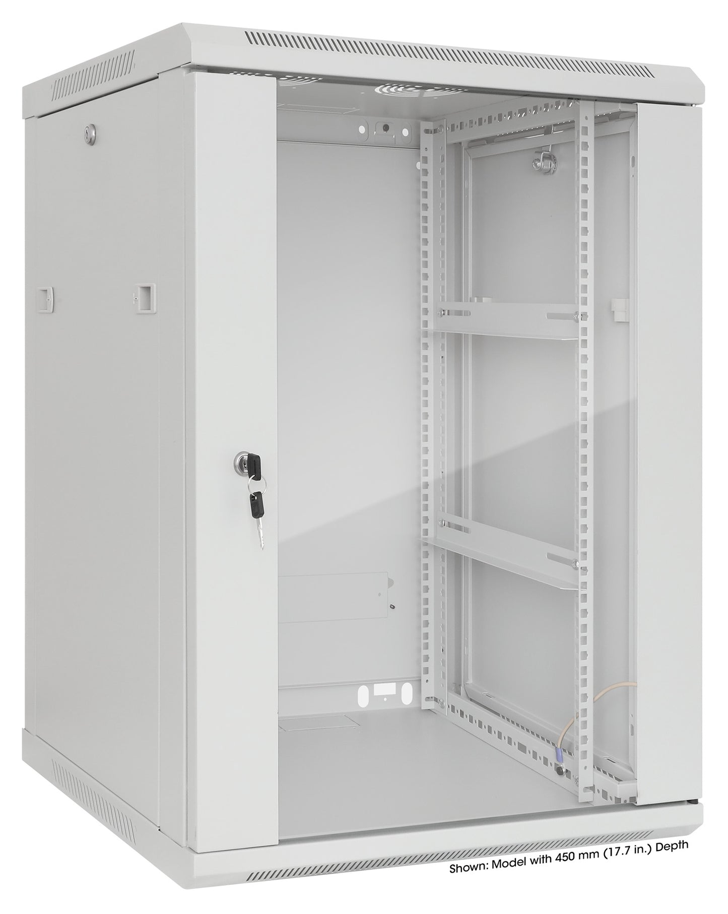 15U 19" Wall Mount Network Cabinet, Standard Line, 600 mm (23.6 in.) Depth, Gray Image 2