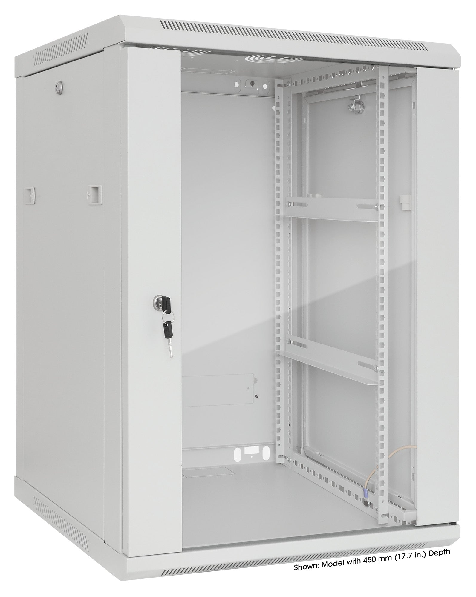 15U 19" Wall Mount Network Cabinet, Standard Line, 600 mm (23.6 in.) Depth, Gray Image 2