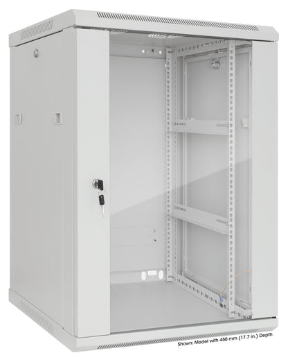 15U 19" Wall Mount Network Cabinet, Standard Line, 600 mm (23.6 in.) Depth, Gray Image 2