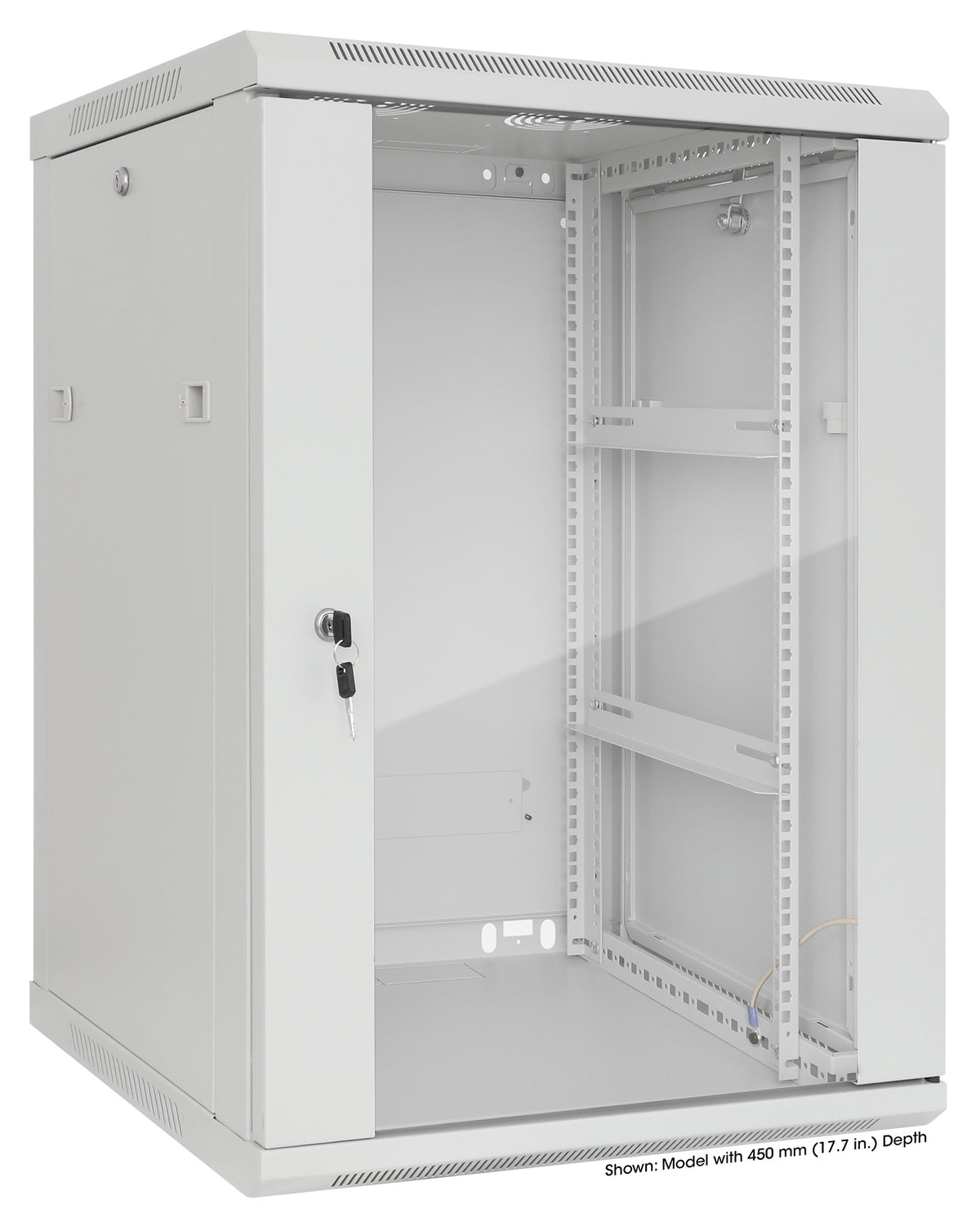15U 19" Wall Mount Network Cabinet, Standard Line, 600 mm (23.6 in.) Depth, Gray Image 2