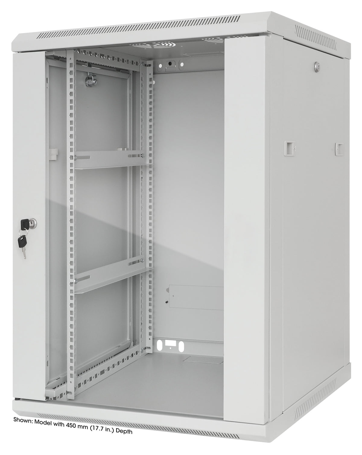 15U 19" Wall Mount Network Cabinet, Standard Line, 600 mm (23.6 in.) Depth, Gray Image 1
