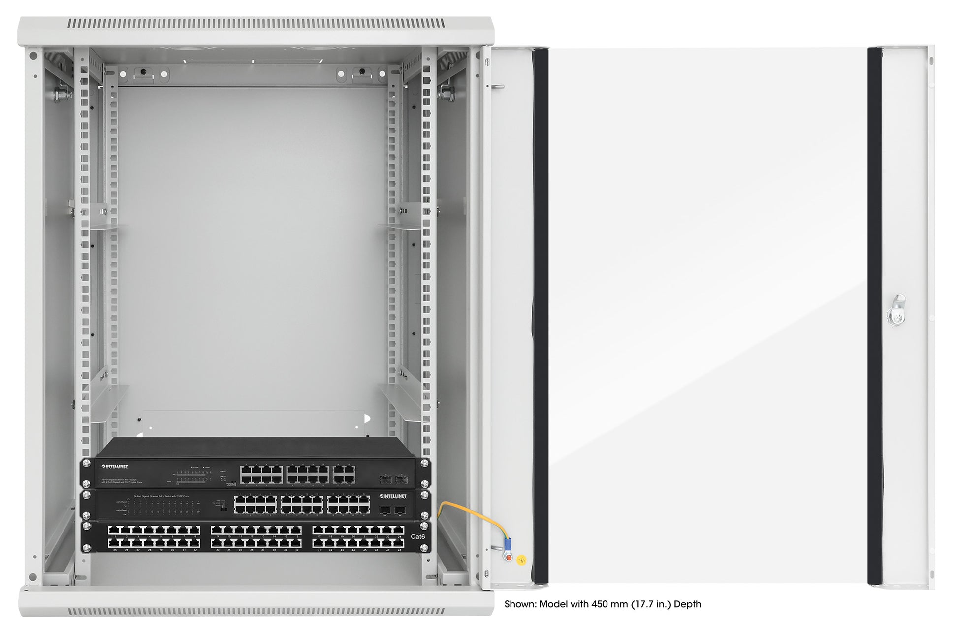 15U 19" Wall Mount Network Cabinet, Standard Line, 600 mm (23.6 in.) Depth, Gray Image 10