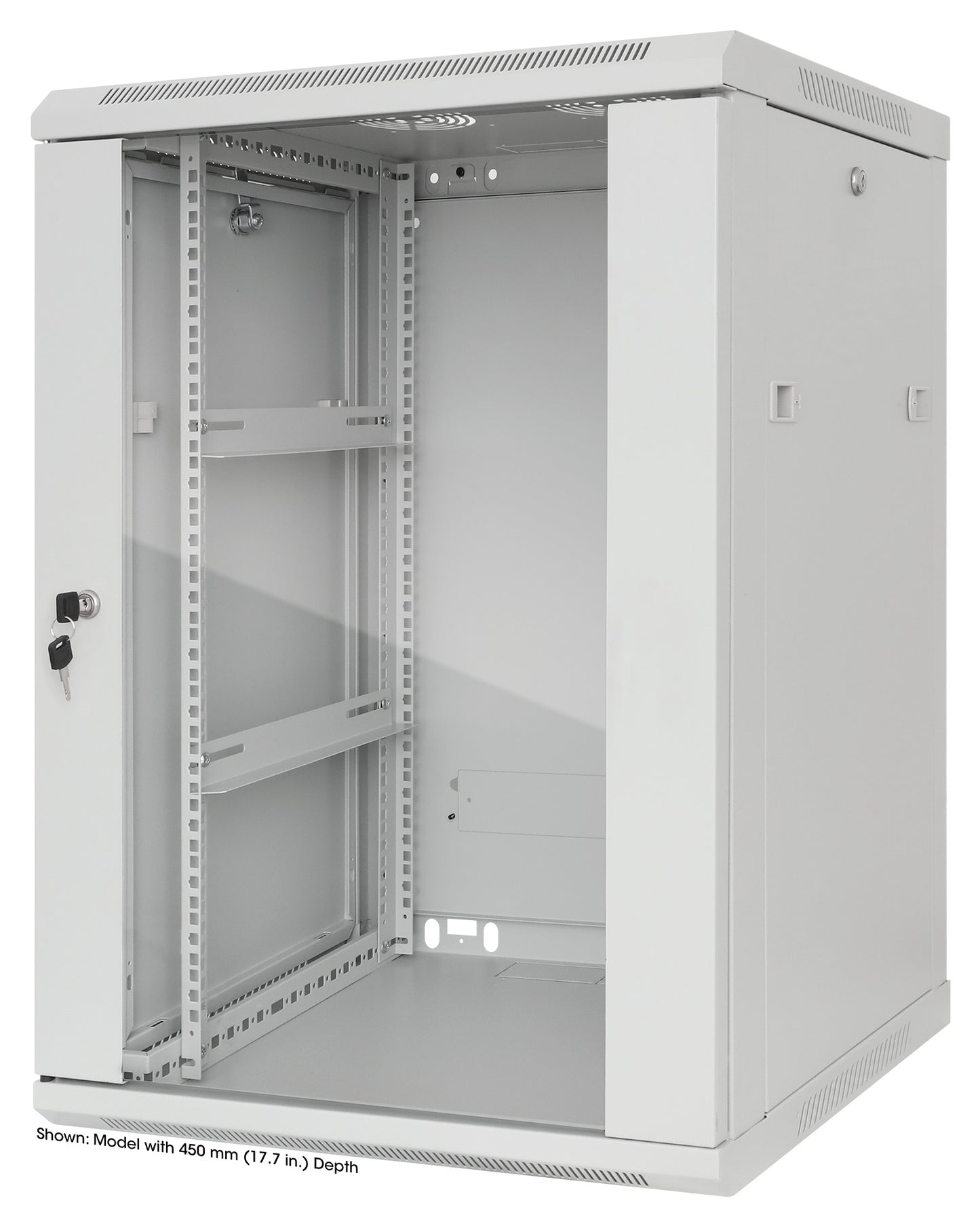 15U 19" Wall Mount Network Cabinet, Standard Line, 600 mm (23.6 in.) Depth, Gray Image 1