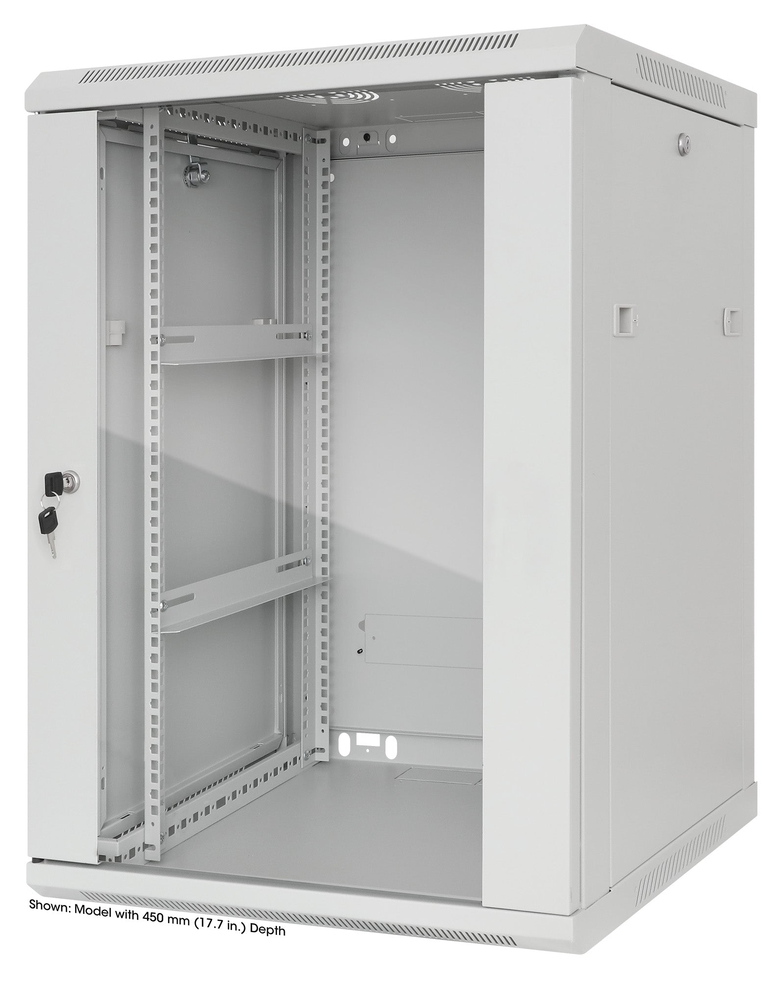 15U 19" Wall Mount Network Cabinet, Standard Line, 600 mm (23.6 in.) Depth, Gray Image 1