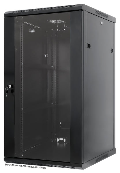 20U 19" Wall Mount Network Cabinet, Standard Line, 450 mm (17.7 in.) Depth, Black Image 1