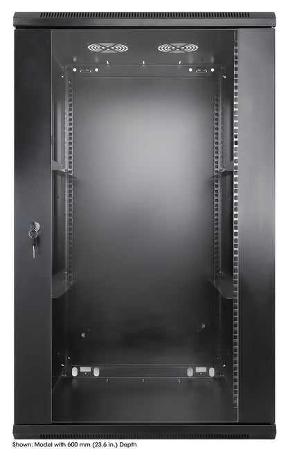 20U 19" Wall Mount Network Cabinet, Standard Line, 450 mm (17.7 in.) Depth, Black Image 3