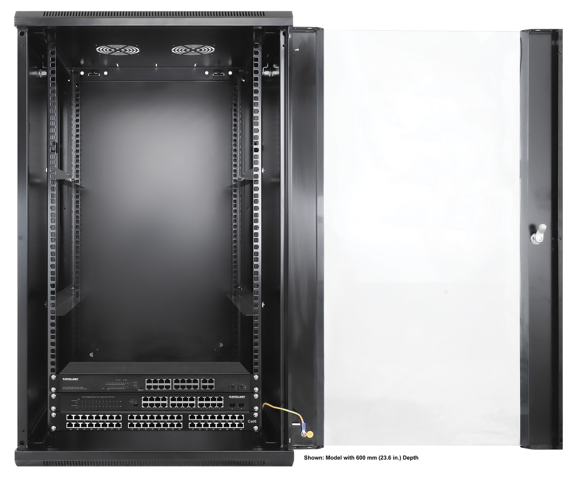 20U 19" Wall Mount Network Cabinet, Standard Line, 450 mm (17.7 in.) Depth, Black Image 7