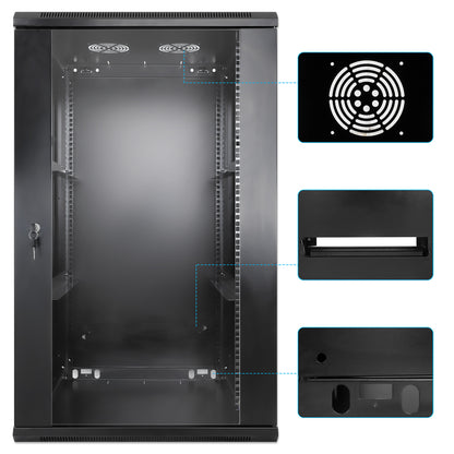 20U 19" Wall Mount Network Cabinet, 600 mm (23.6 in.) Depth, Black Image 8