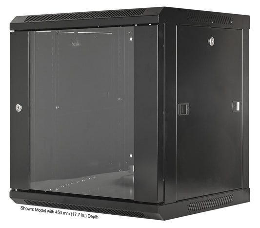 9U 19" Wall Mount Network Cabinet, Standard Line, 600 mm (23.6 in.) Depth, Black Image 1