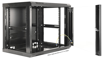 9U 19" Wall Mount Network Cabinet, Standard Line, 600 mm (23.6 in.) Depth, Black Image 5