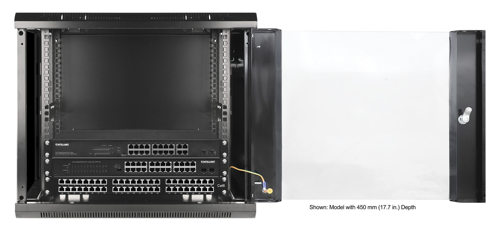 9U 19" Wall Mount Network Cabinet, Standard Line, 600 mm (23.6 in.) Depth, Black Image 7