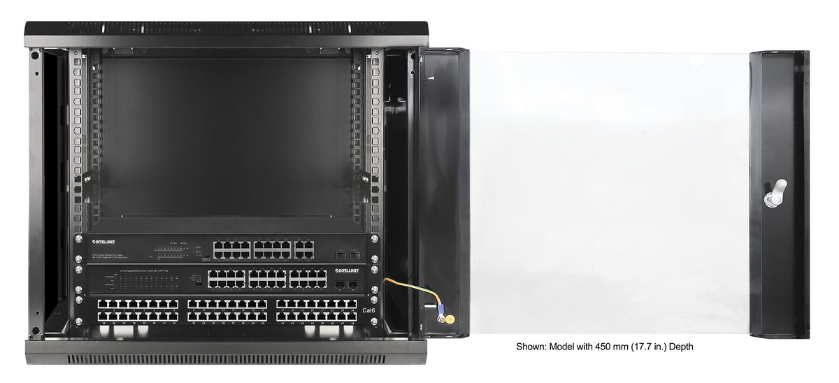 9U 19" Wall Mount Network Cabinet, Standard Line, 600 mm (23.6 in.) Depth, Black Image 7