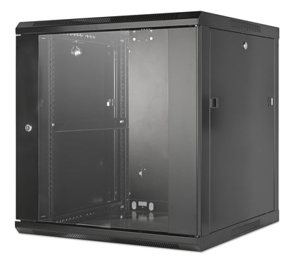 12U 19" Wall Mount Network Cabinet, Standard Line, 600 mm (23.6 in.) Depth, Black Image 1