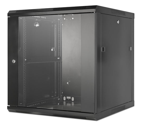 12U 19" Wall Mount Network Cabinet, Standard Line, 600 mm (23.6 in.) Depth, Black Image 1