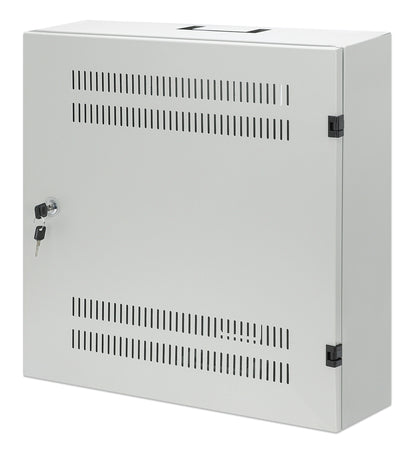 Low-Profile 19" Wall Mount Network Cabinet with 4U Horizontal and 2U Vertical Rails, Gray Image 1