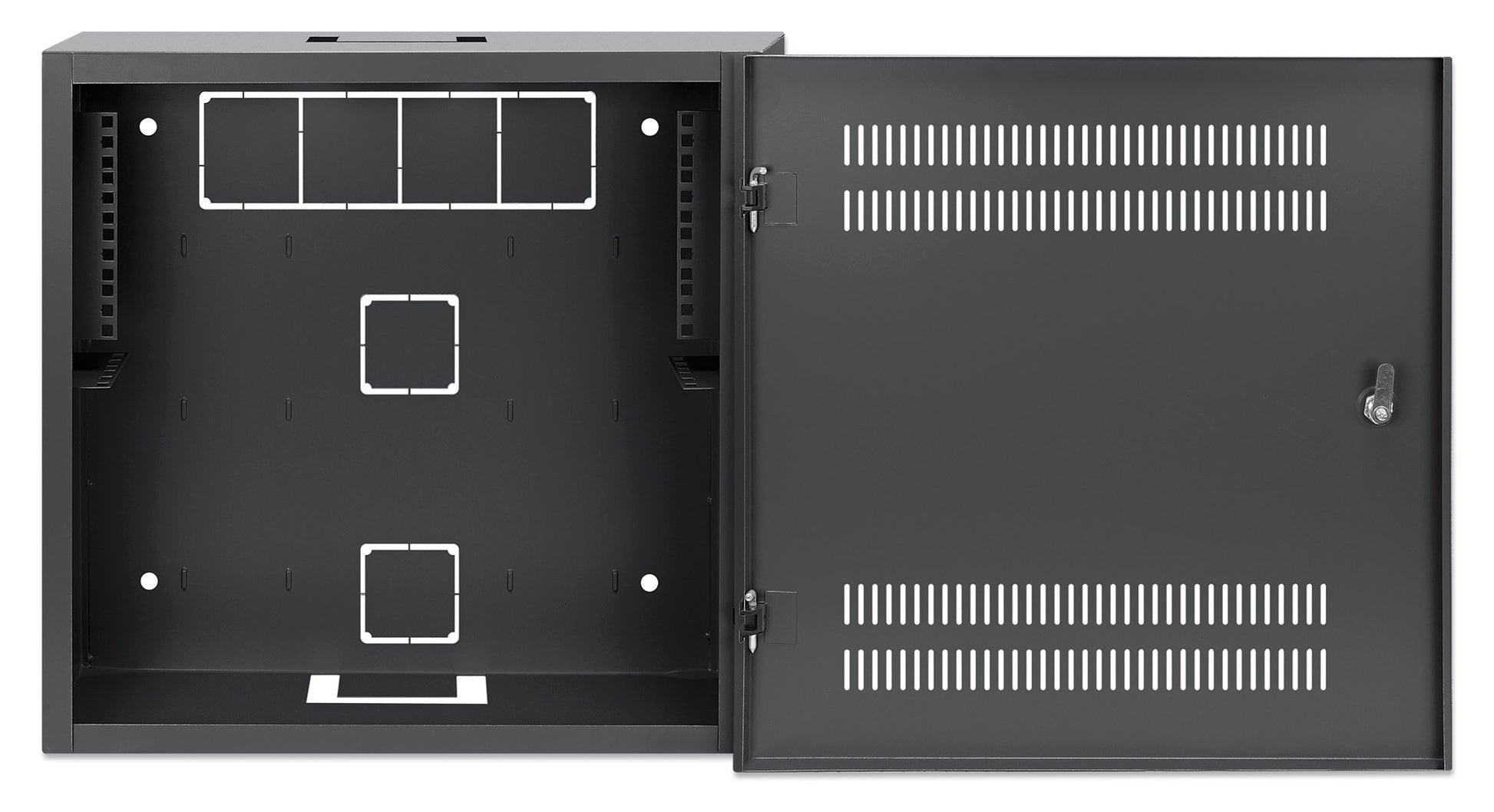 Low-Profile 19" Wall Mount Network Cabinet with 4U Horizontal and 2U Vertical Rails, Black Image 5