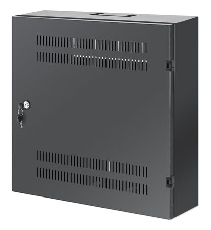 Low-Profile 19" Wall Mount Network Cabinet with 4U Horizontal and 2U Vertical Rails, Black Image 1